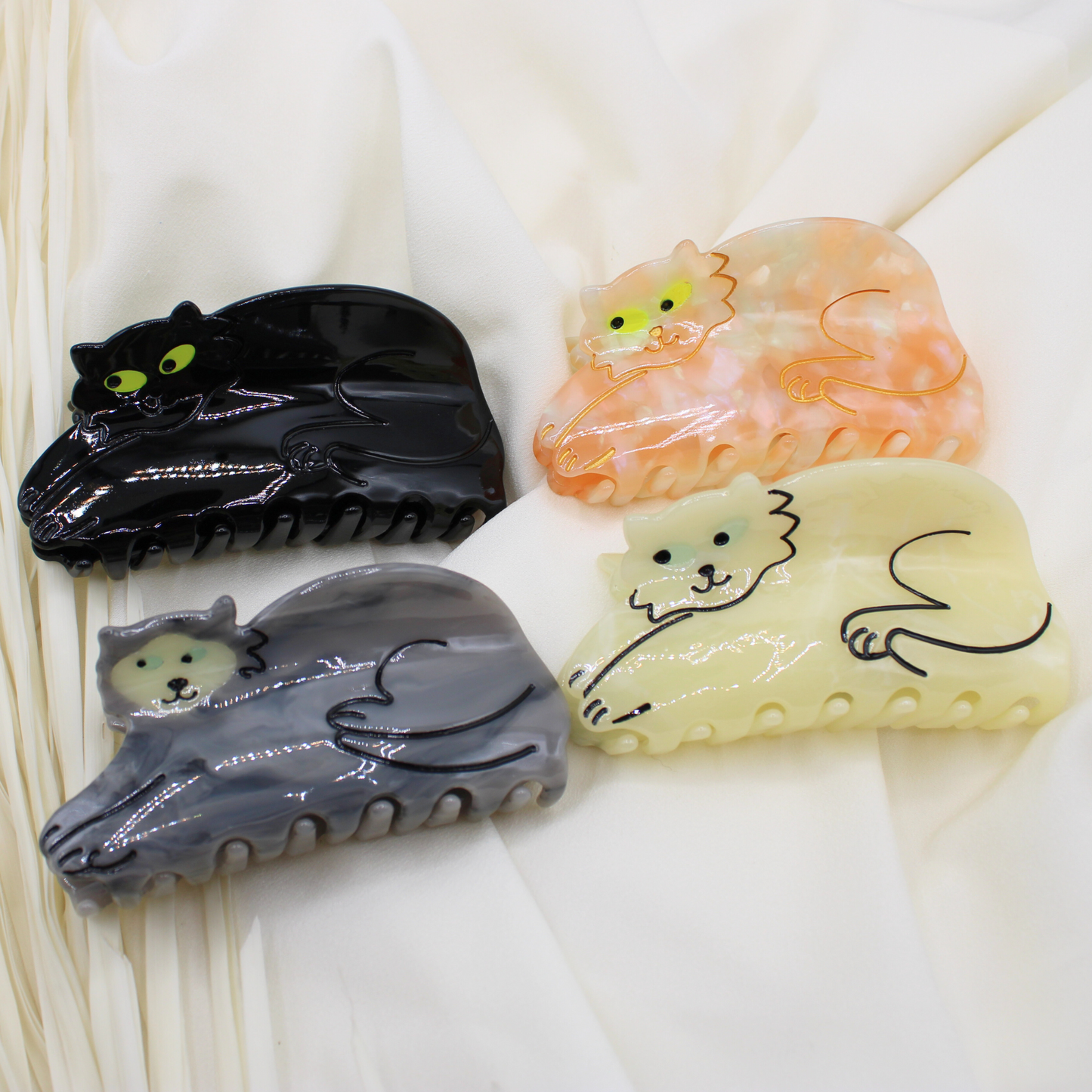 Pinces à cheveux en acétate de cellulose Cleo le chat