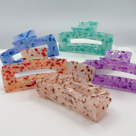Aurelia Speckle Cellulose Acetate Hair Claw Clips
