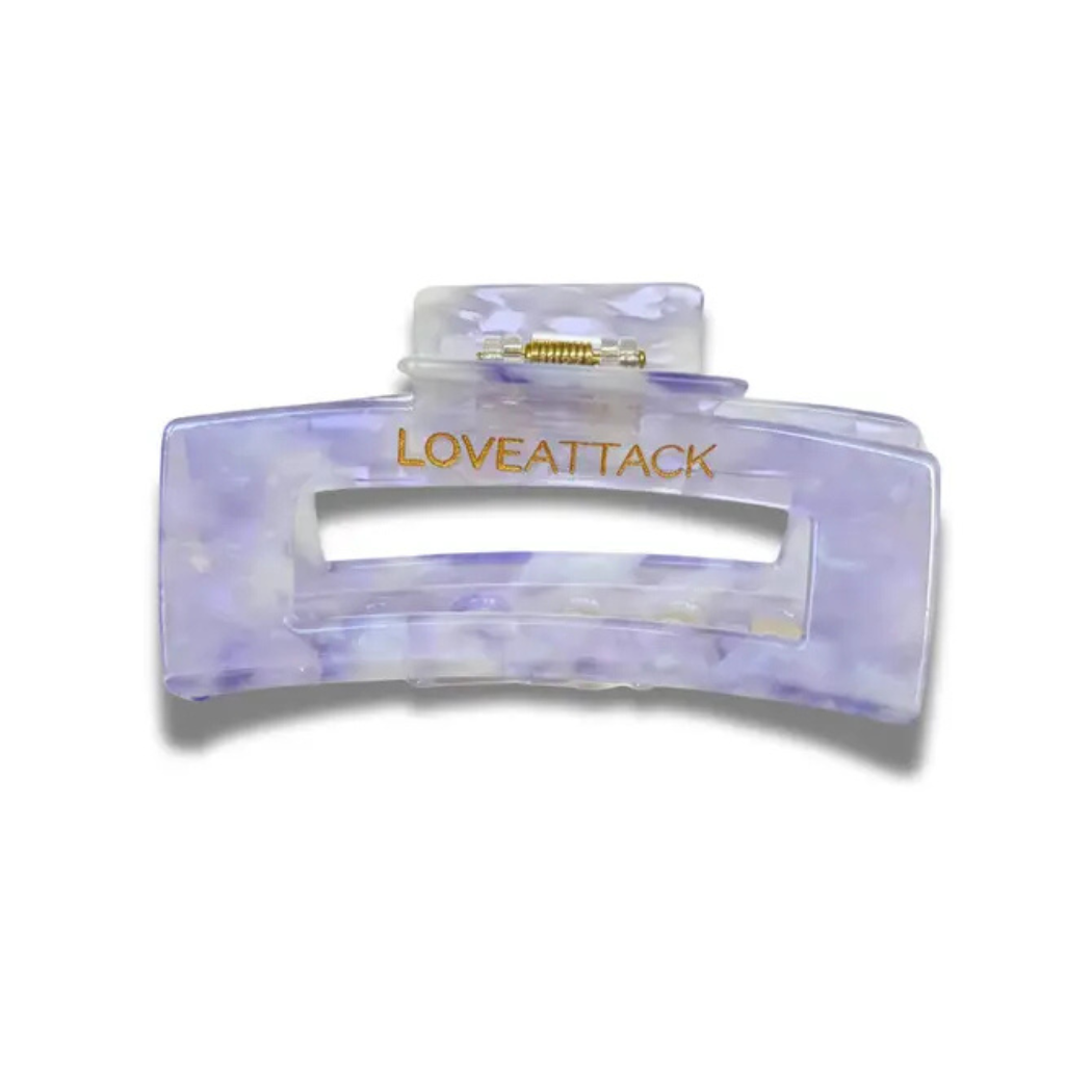 Aven Shimmer Cellulose Acetate Hair Claw Clip in gold-flecked design – eco-friendly, durable, and stylish hair accessory for medium to long hair.