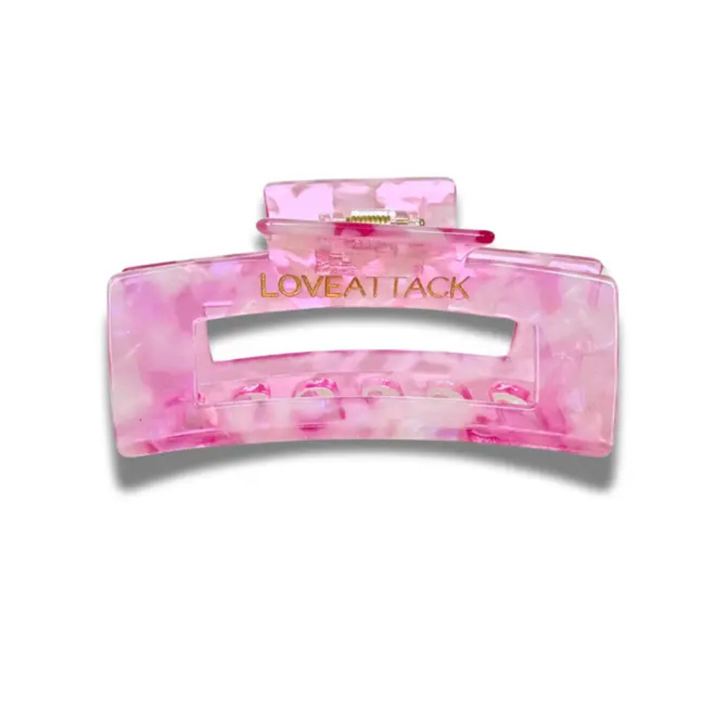 Aven Shimmer Cellulose Acetate Hair Claw Clip in gold-flecked design – eco-friendly, durable, and stylish hair accessory for medium to long hair.