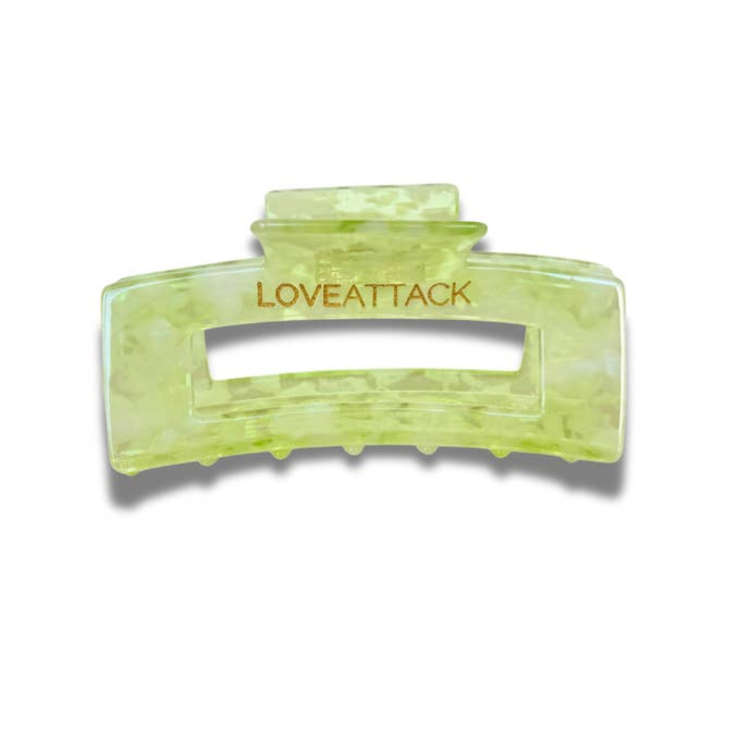 Aven Shimmer Cellulose Acetate Hair Claw Clip in gold-flecked design – eco-friendly, durable, and stylish hair accessory for medium to long hair.