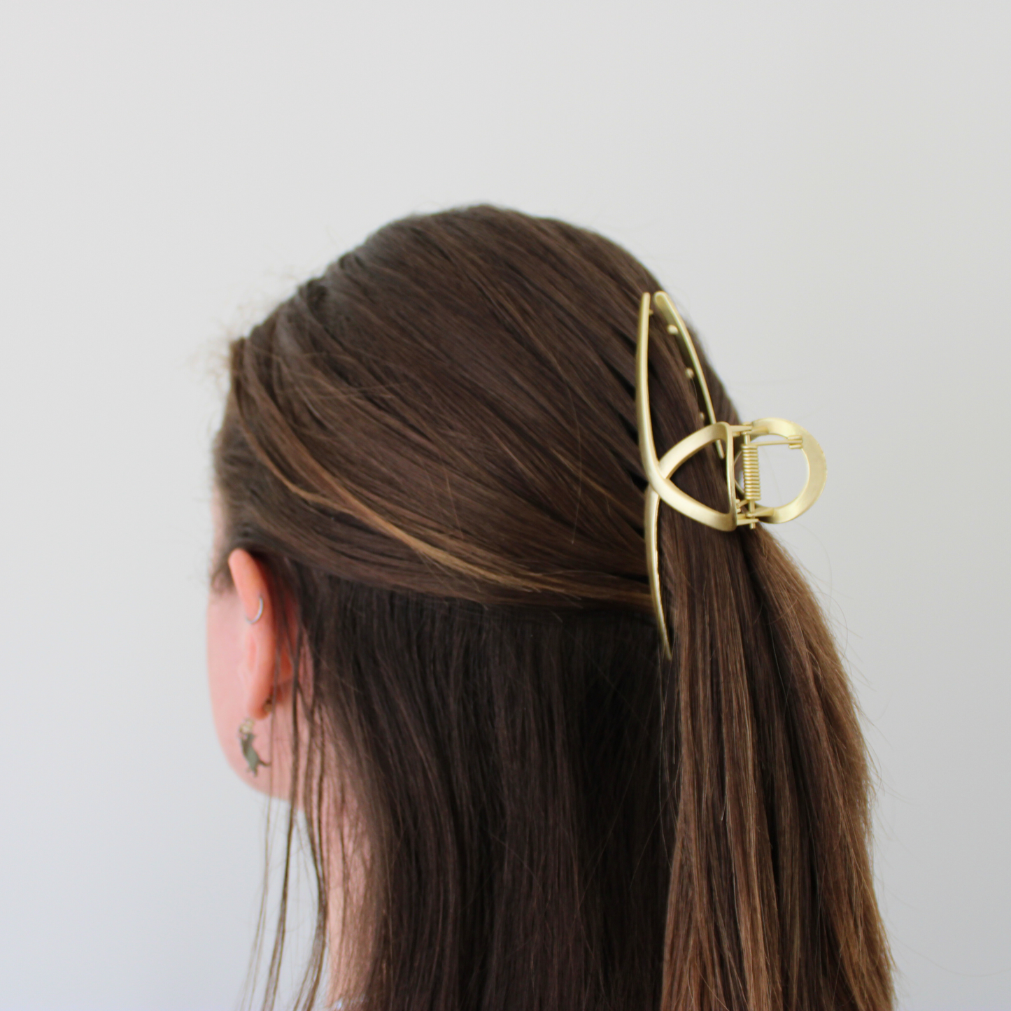 Brushed Gold Metal Hair Claw Clips