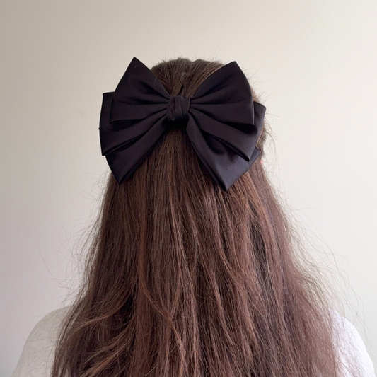 Large Luxe Satin Hair Bow Barrette Clips