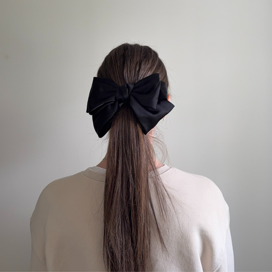 Large Satin Hair Bow Barrette Clips