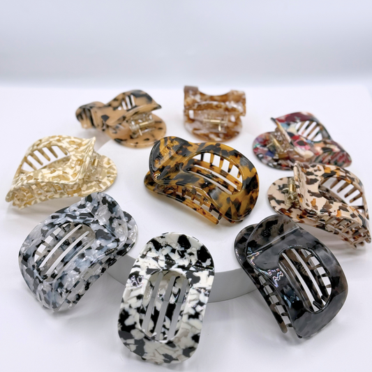 Olivia Cellulose Acetate Flat Hair Claw Clips