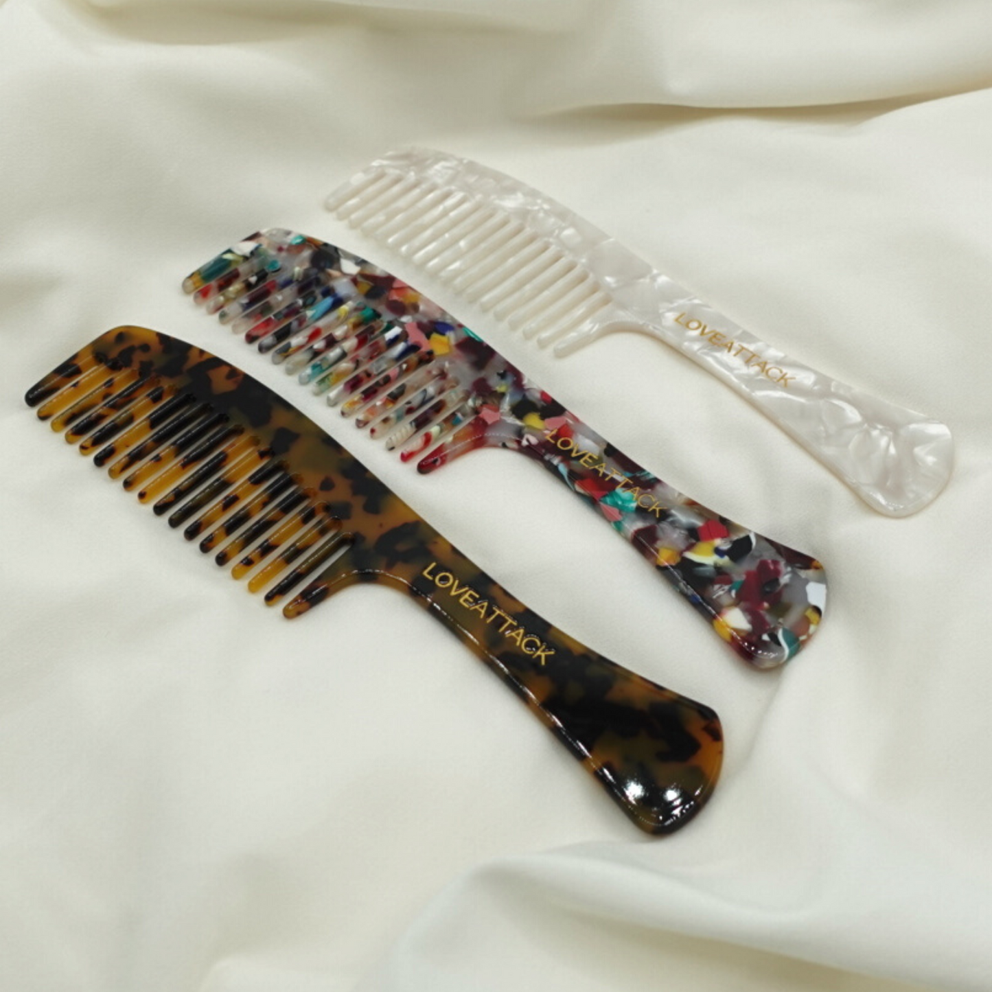 Long Handled Wide Tooth Cellulose Acetate Hair Combs