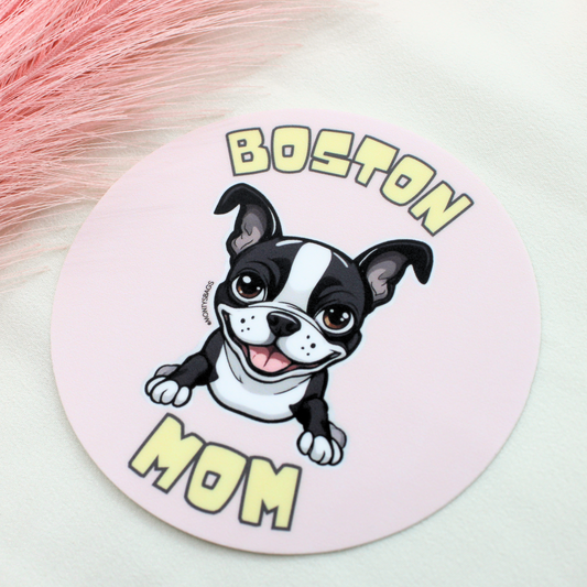 Boston Terrier Mom Vinyl Sticker