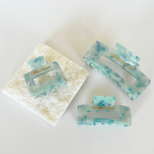Cellulose Acetate Hair Claw Clips - Blue Shimmer
