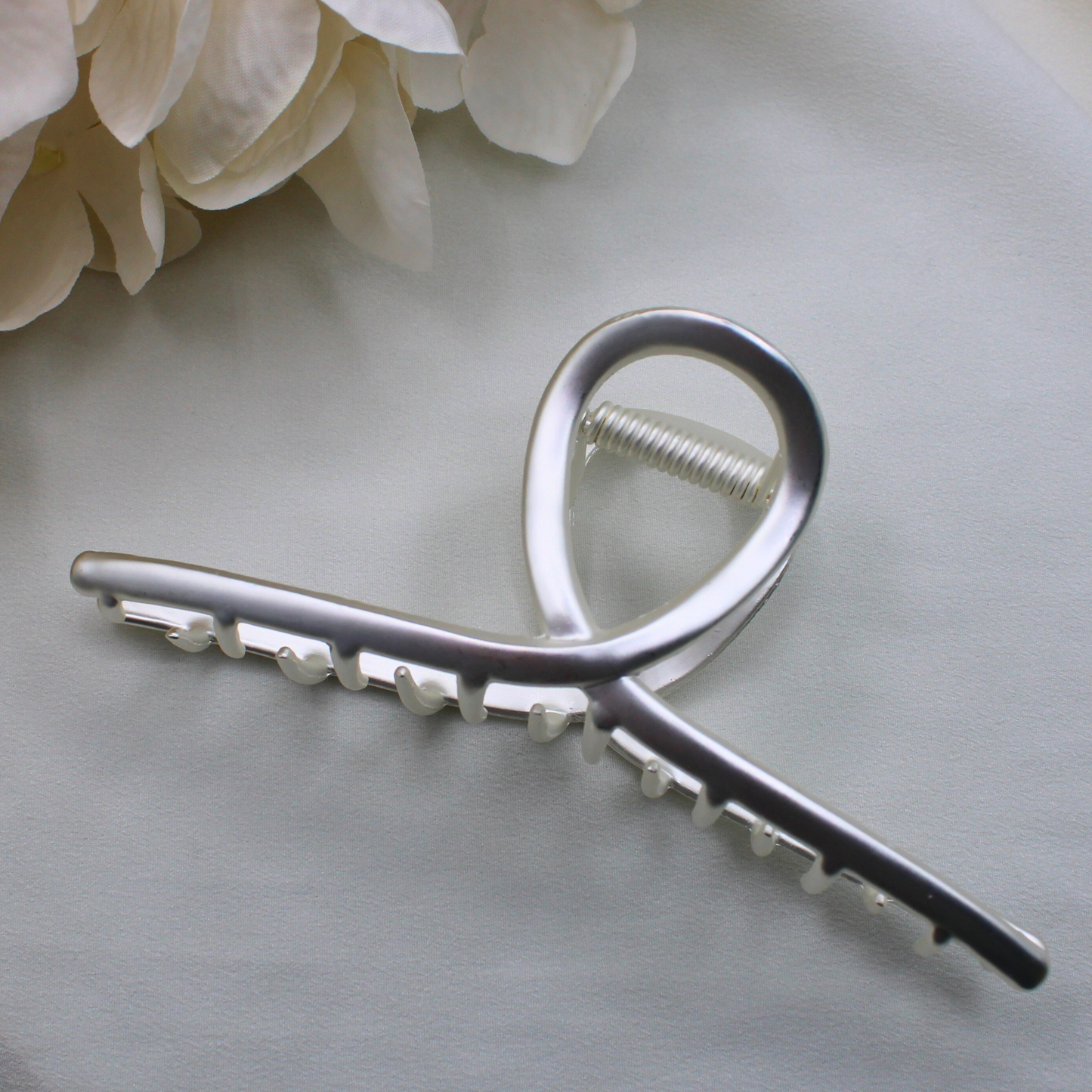 Brushed Silver Metal Hair Claw Clips