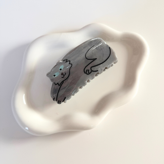 Cleo the Cat Cellulose Acetate Hair Claw Clips