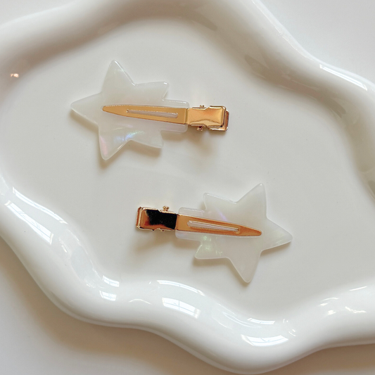 Eco-Friendly Cellulose Acetate Creaseless Hair Clips - Star