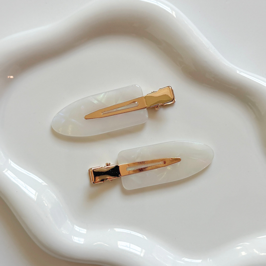 Eco-Friendly Cellulose Acetate Creaseless Hair Clips - White