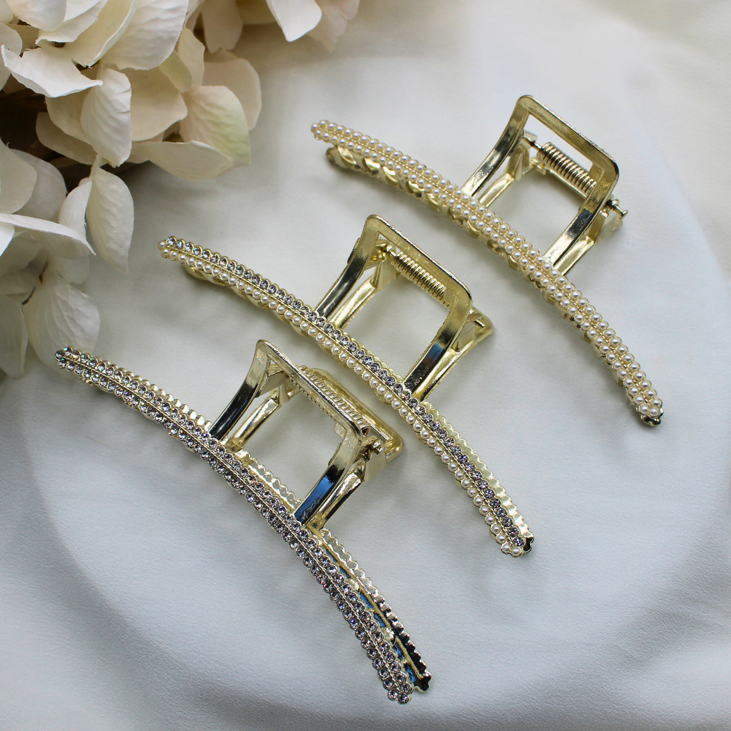 Emi Rhinestone and Pearl Hair Claw Clips