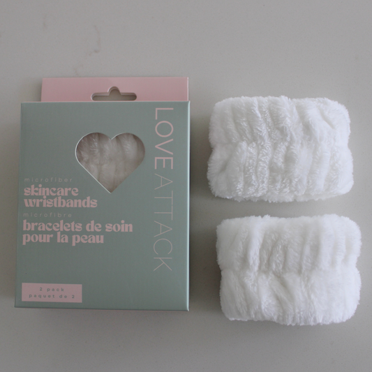 Microfiber Skincare Wristband Set - White