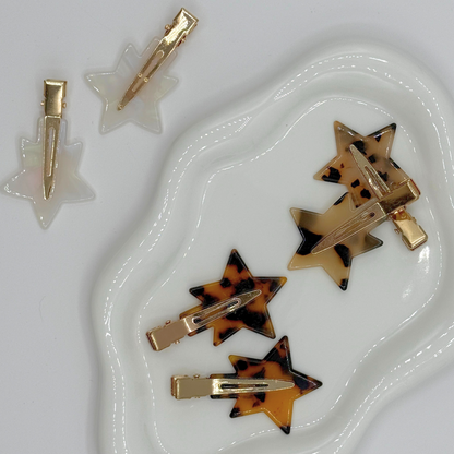 Eco-Friendly Cellulose Acetate Creaseless Hair Clips - Star