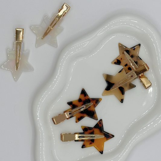 Eco-Friendly Cellulose Acetate Creaseless Hair Clips - Star