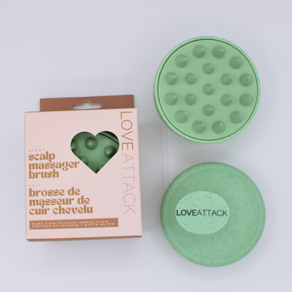 Eco-friendly silicone and wheat straw scalp massager brush with soft bristles, perfect for stimulating scalp micro-circulation and exfoliating impurities for healthier hair and scalp care.