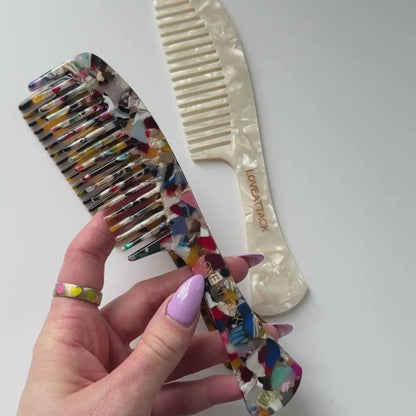 Cellulose Acetate Long Handled Detangling Combs