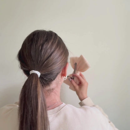 Large Satin Hair Bow Barrette Clips