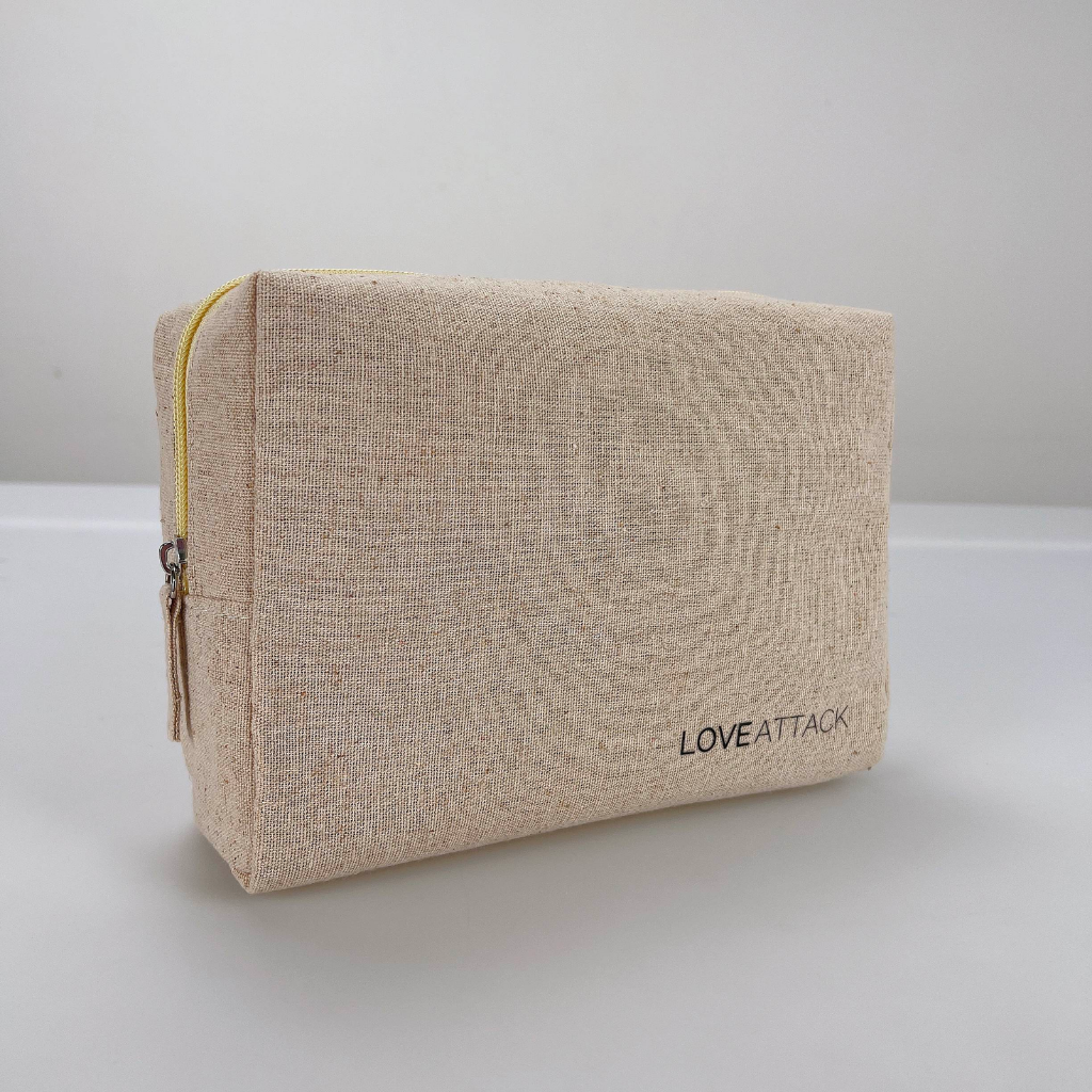Trousse de maquillage XL en coton naturel
