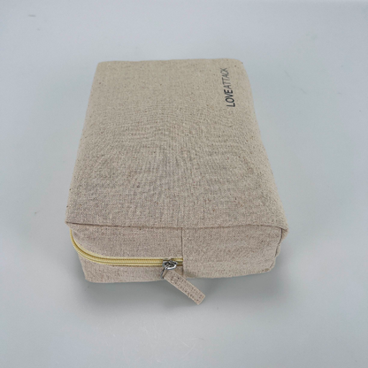 Trousse de maquillage XL en coton naturel