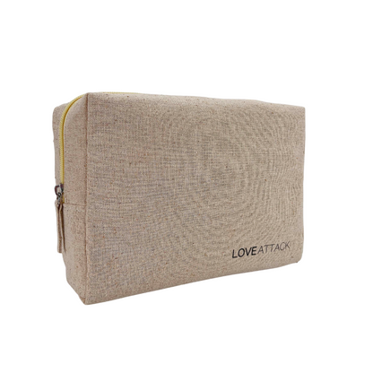 Trousse de maquillage XL en coton naturel