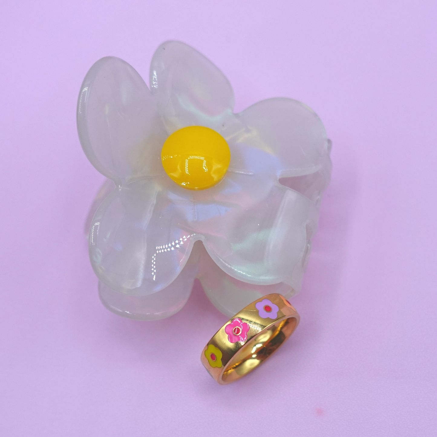 Bague Flower Power - Acier inoxydable plaqué or 18 carats