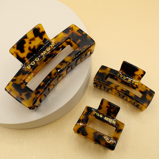Dog Mom Cellulose Acetate Hair Claw Clips
