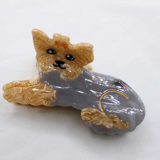 Yorkshire Terrier Cellulose Acetate Hair Claw Clip